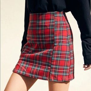 Brandy Melville Red Plaid Tartan Miniskirt